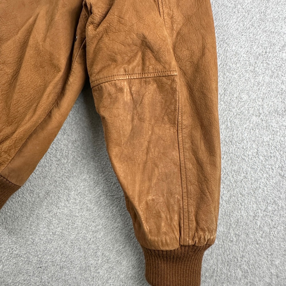 Hunt Club Jacket Mens Medium Brown Leather Bomber Suede Full Zip Quilted Lining - Picture 12 of 16